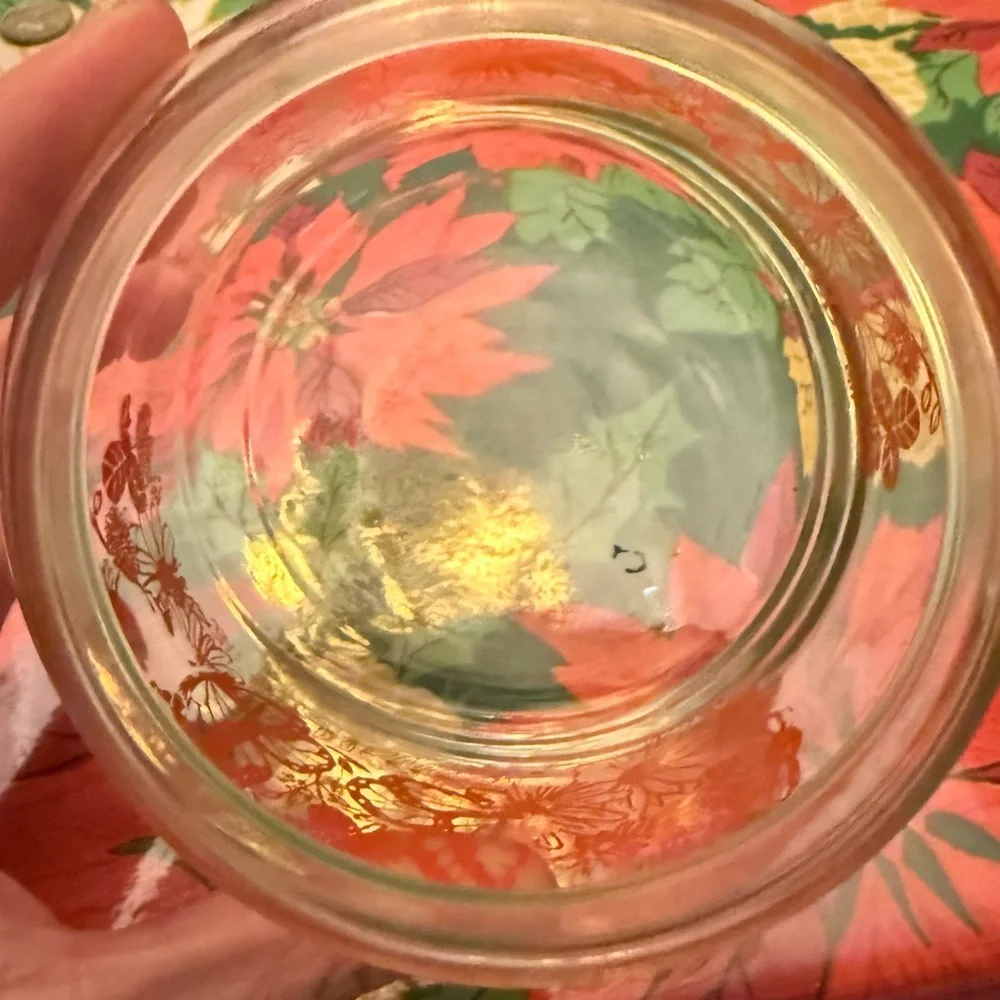 Glass Food Storage Jar with Orange Floral Design